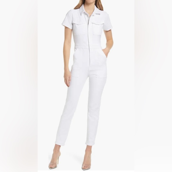 NWT Cloud White Cotton Twill Stretch Jumpsuit - Picture 4 of 9